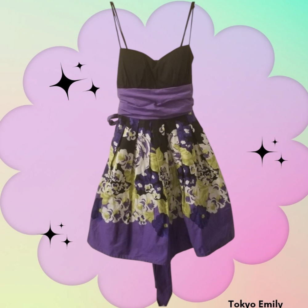 B. Smart Black purple floral party dress